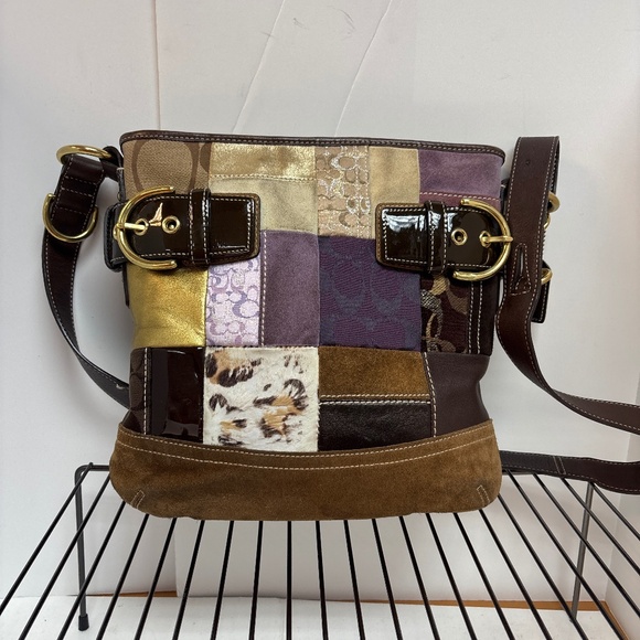Vintage Y2K 3573 Coach Eva Holiday Patchwork Messenger Shoulder Handbag - Picture 1 of 8